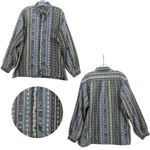 Free People Button Up Brushpopper Shirt Men's Large Colorful Artsy Vintage Boho